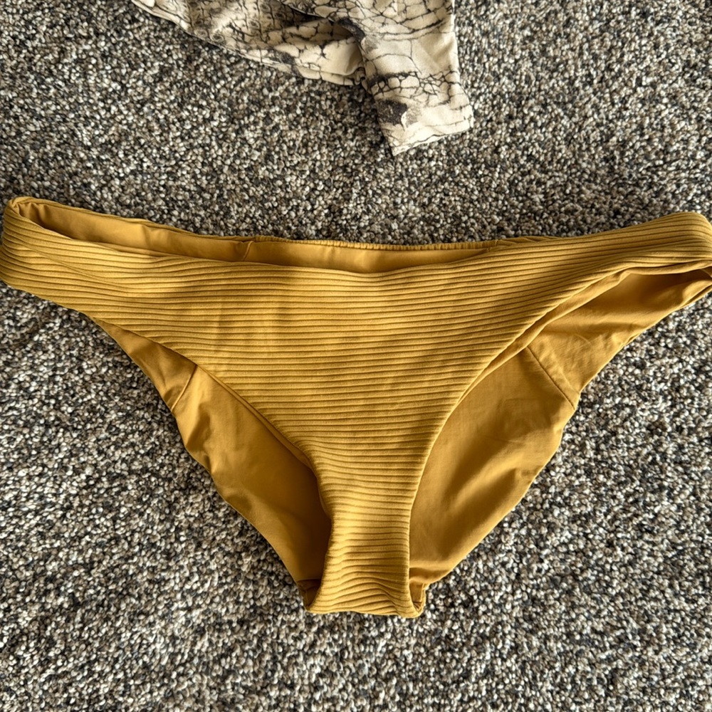 Mustard Ribbed Bikini Bottom - Women Swim